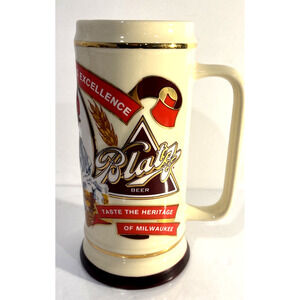 Vintage Limited Edition 1987 Exclusive Handcrafted Blatz Beer Stein #003960 USA